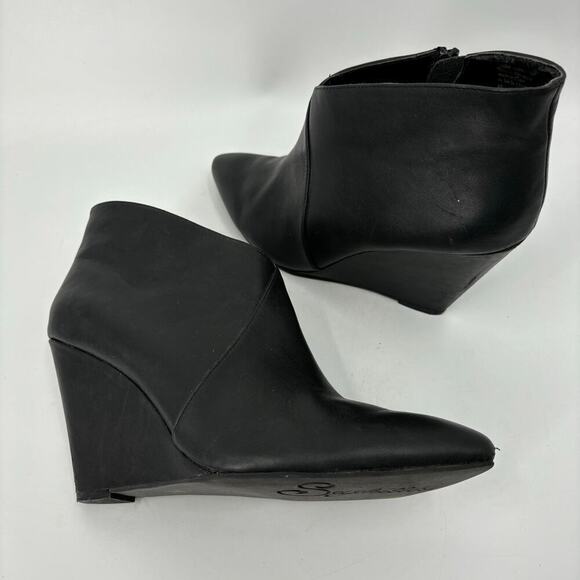 Seychelles Wedge Ankle Bootie Black Leather Boot Side Zip Women's Size 10 - Picture 3 of 10